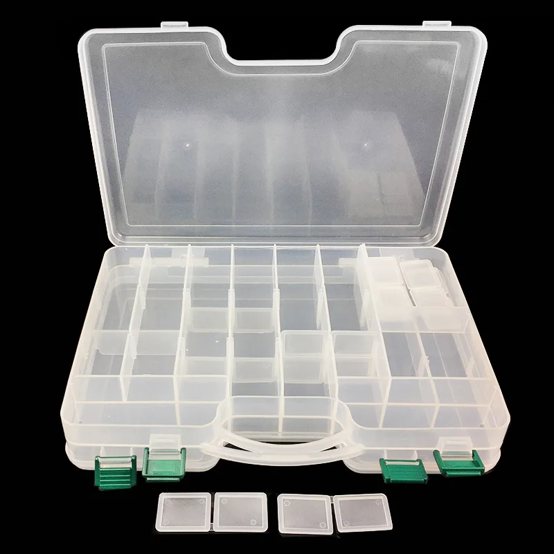 Isca de Pesca Caixa de Pesca Caixa de Armazenamento 29.5x19x6 Centímetros Durável Compartimentos Móveis Ganchos Isca Combater Dupla Face 5 Caixa p/ equipamento de pesca