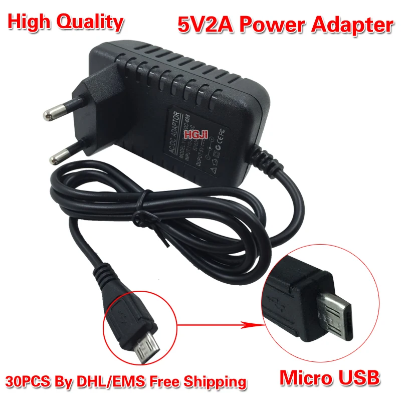 Адаптер питания для Raspberry PI 5 в 2 А 30 шт. адаптер USB зарядного устройства DC5V2A блока с