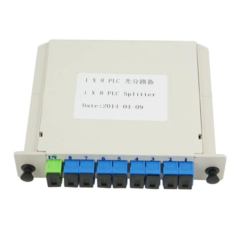 

High quality FTTH SC UPC 1x8 Cassette type PLC fiber Optic Splitter SC Fiber Splitter Distribution Box with SC UPC Connector