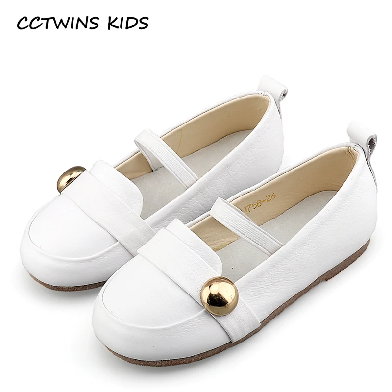 

CCTWINS KIDS 2017 Kid Brand Genuine Leather Green Shoe Children Fashion White Ballet Pump Toddler Baby Girl Black Flat G1305