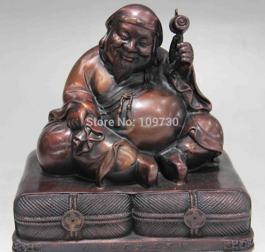 

001476 8 Tibet Buddhism Temple Red Bronze Copper Sit Mahakala Buddha God Art Statue