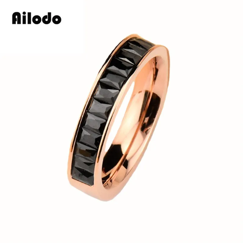 

Ailodo Crystal Engagement Wedding Rings For Women Rose Gold Color Titanium Steel Rings Valentines Gifts Fashion Jewelry LD012