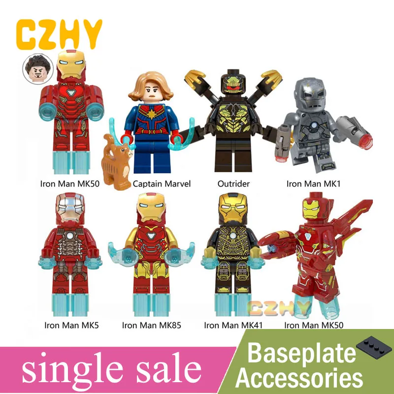 

WM6055 Captain Marvel Legoings Avengers 4 Endgame Iron Man MK 50 1 Outrider Thanos Hulk Figure Building Blocks Toys for Children