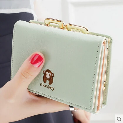 New Fashion Lovely Money Pattern Women Wallets Short Hasp PU Leather Money Bag Wallet Ladies Clutch Cute Coin Purse Card Holder - Цвет: Зеленый