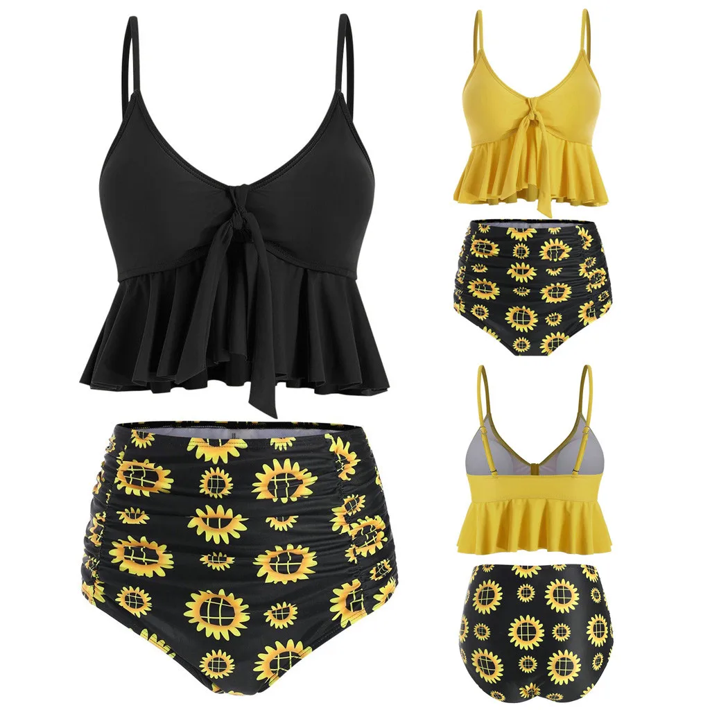 

2019 New Bikinis Women Swimsuit High Waist Bathing Suit Plus Size Swimwear Push Up Bikini Set Vintage Retro Beach Wear XXL