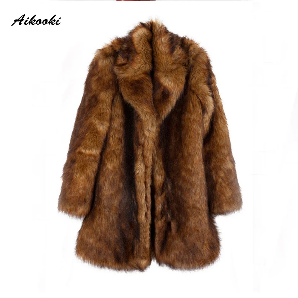 De Épais Haute Haut Pardessus Manteau Fourrure Longueur Gamme Renard Vêtements Moyen Nouvelle Chaud Femmes Imitation Noir Aikooki Manteaux Mode D'hiver PkXZuOi