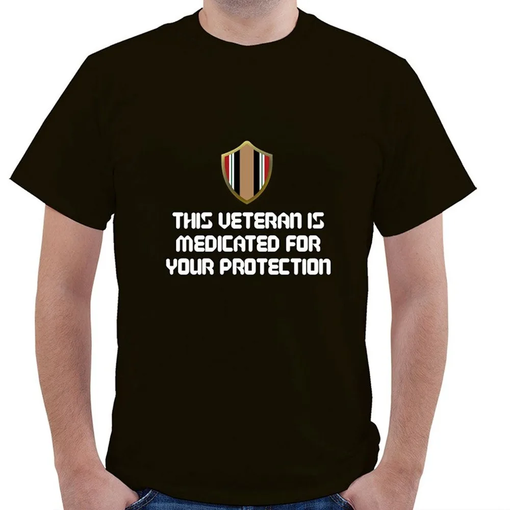 THIS VETERAN IS MEDICATED FOR YOUR PROTECTION Iraq Veteran T Shirt Hot