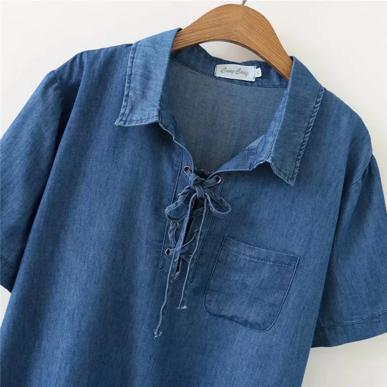 2018 Summer women Dress Plus Size 4XL High Quality Pockets Casual Jeans Dress For Women Vintage Denim Dresses