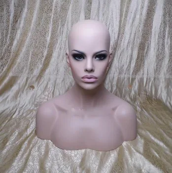 

New Realistic Female Mannequin Head Fiberglass Display Wig Jewelry Hat Headset Glasses Women Head Mold Stand Torson No.20