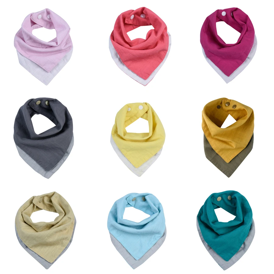 2 Colors Reversible Muslin Cotton font b Baby b font Bibs Unsiex font b Baby b