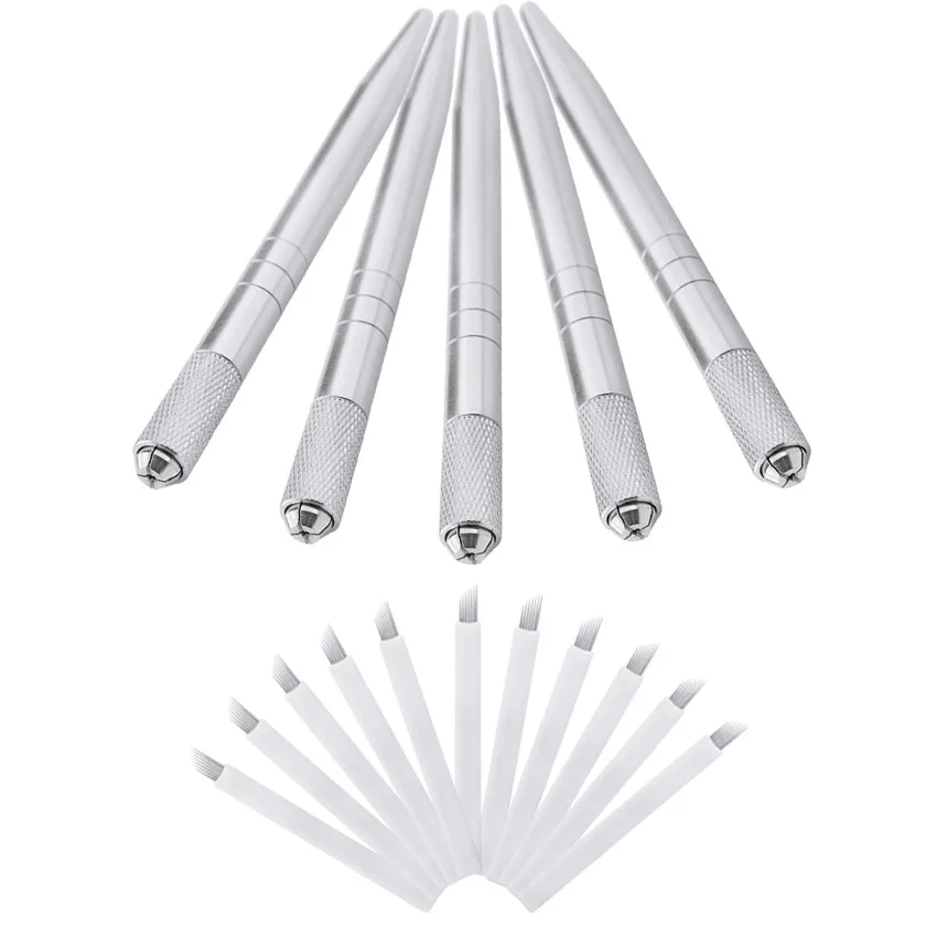 

3D Eyebrow Microblading Pen Eyebrow Tattoo Machine Permanent Makeup Manual Microblading Pen with 10Pcs 7pins Needles