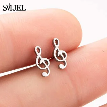 

SMJEL Fashion Music Note Stud Earrings Women Stainless Steel Musical Cross Earrings Small Rock Jewelry Gift for Girl bijoux