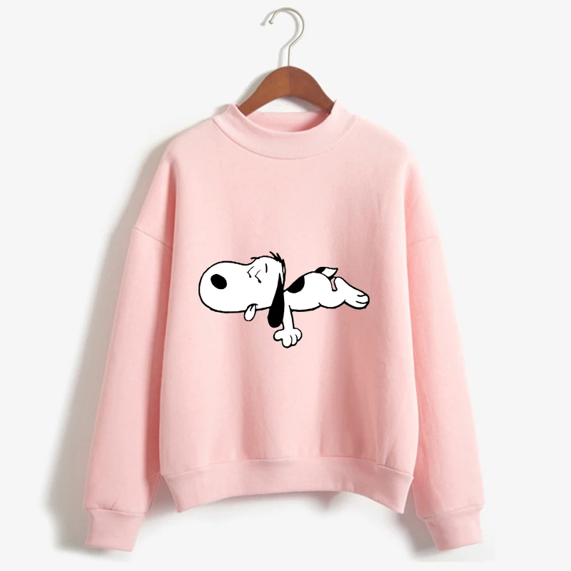 Snoopy Printed Long Sleeved Hoodie Pocket Casual Pullovers Graphic Tops ...