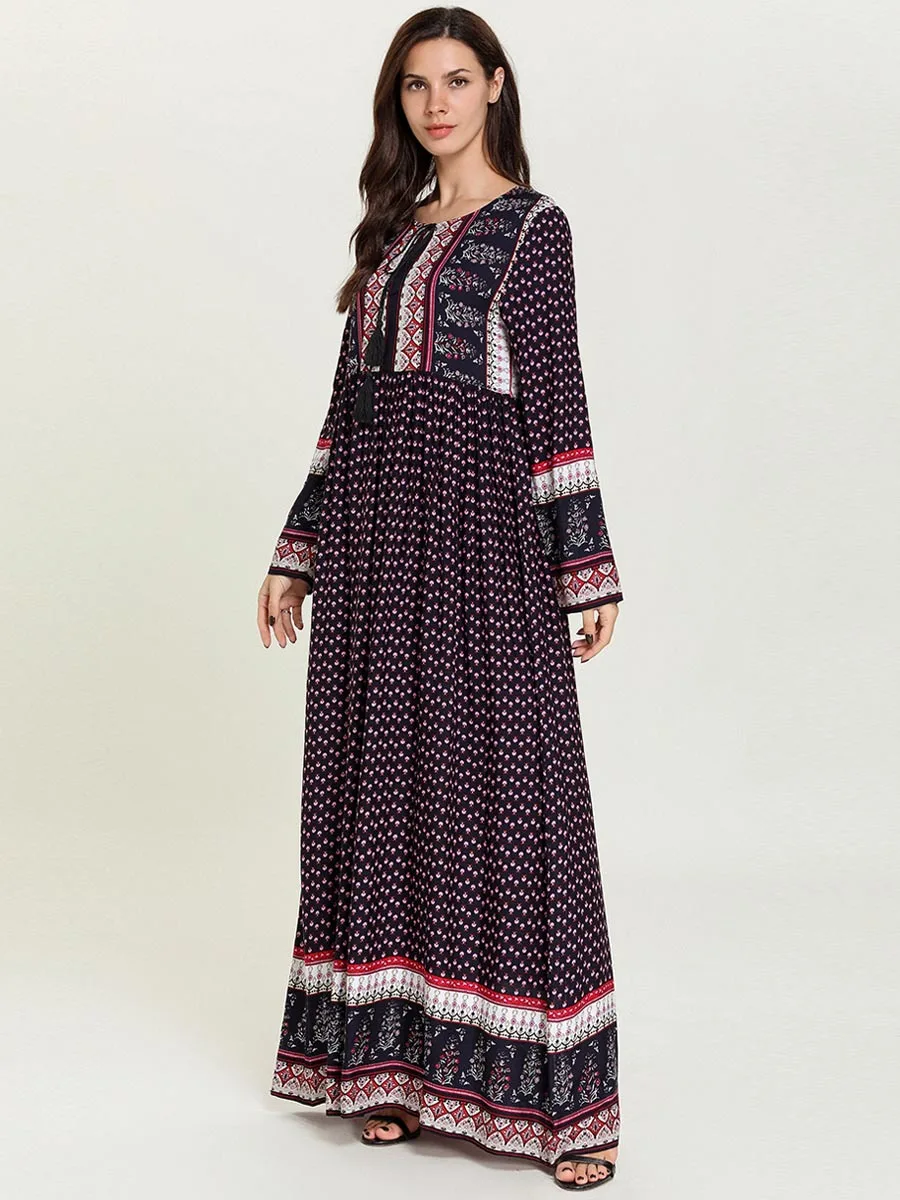 Женское мусульманское плиссированное платье Abaya турецкое Сингапур полная длина