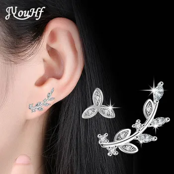 

JYouHF New Fashion Leaf Earrings for Women Girls Elegant Clear AAA Zircon White Gold Plated Stud Earrings Jewelry Gift Oorbellen