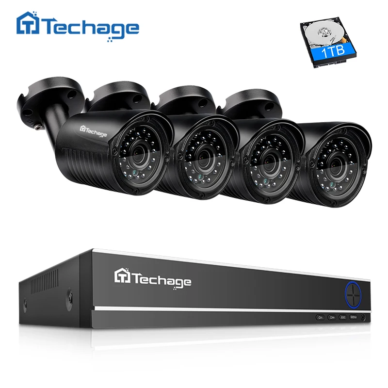 Techage система безопасности 4CH 720P DVR 1.0MP 1200TVL ИК Ночная уличная Водонепроницаемая AHD