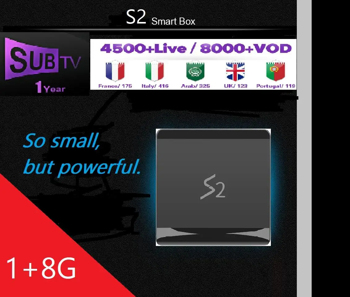 S1 (1+8)1 Year Code iptv SUBTV Box Smart Android 8.1 Media Player Mini TV channel IPTV Set Top TV Box