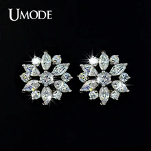 UMODE Hot Selling Marquise cut AAA+ CZ Stones Flower shaped Post Stud Earrings For Women Brincos Jewelry AUE0018