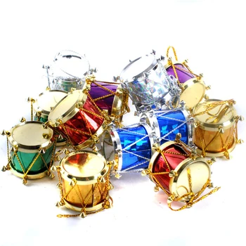 

1lot/12pcs Mini Gift Box Drum Bow tie Christmas Tree Pendant Home Decor New Year Hanging Gift Ornaments Xmas Decoration 62378