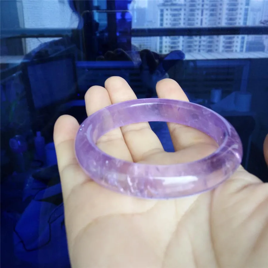 

Genuine Natural Purple Crystal Quartz Round Fashion Women Bangle Inner Diameter 52.5mm