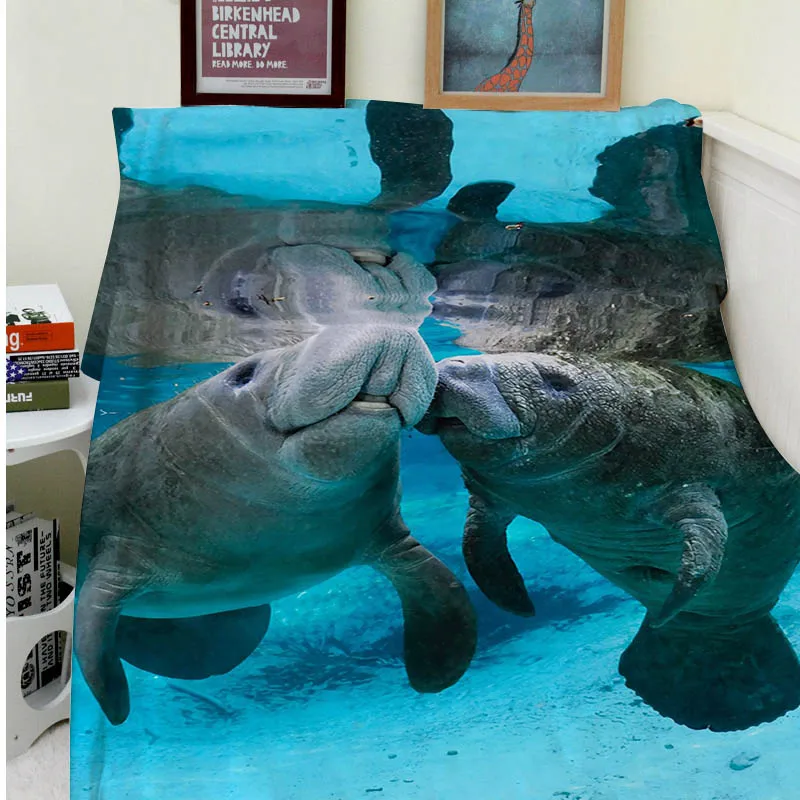 

Blankets Comfort Warmth Soft Cozy Air conditioning Easy Care Machine Wash The Kiss Between Cute Manatee Couple