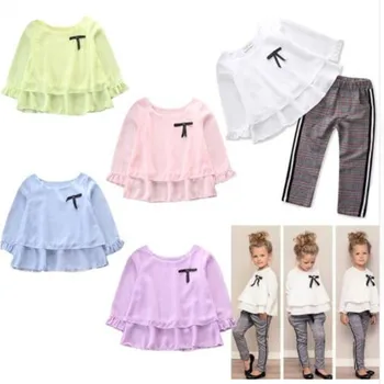 

European American New British Academy Children's 2pc Suit Girls Clothes Girl's Clothing Sets Baby Suit Plaid Wear 10sets/lot