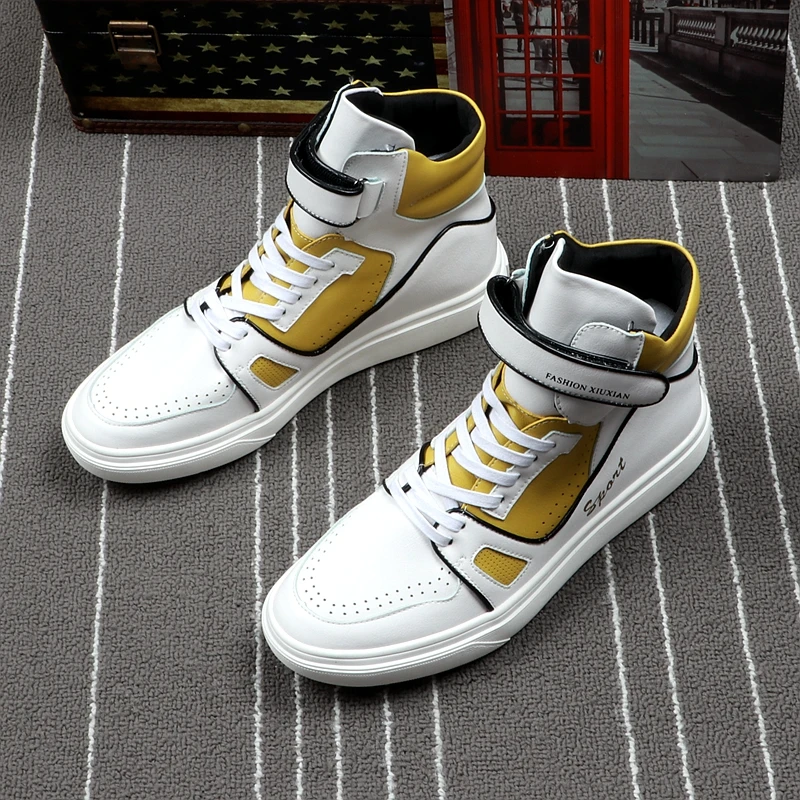 

CuddlyIIPanda Luxury Brand Men Ankle Boots Autumn Winter Leather Fashion Ankle Boots Hook&Loop High Top Men Shoes Botas Hombre