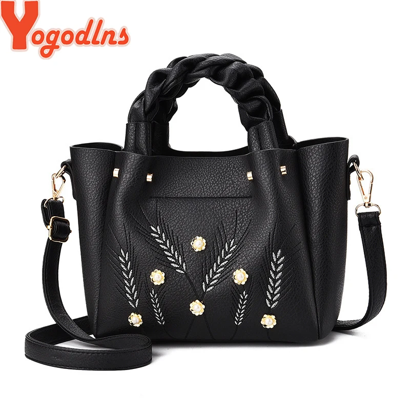 

Yogodlns Handbag Luxury Designer Shopper Tote Women Messenger Bag Embroidered flowerShoulder Top-Handle Purse Wallet