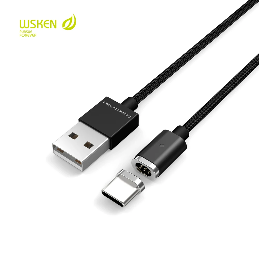 WSKEN Mini 2 X-кабель металлический магнитный кабель type-C Быстрая зарядка для samsung S8 huawei Xiaomi 1 м черный/серебристый