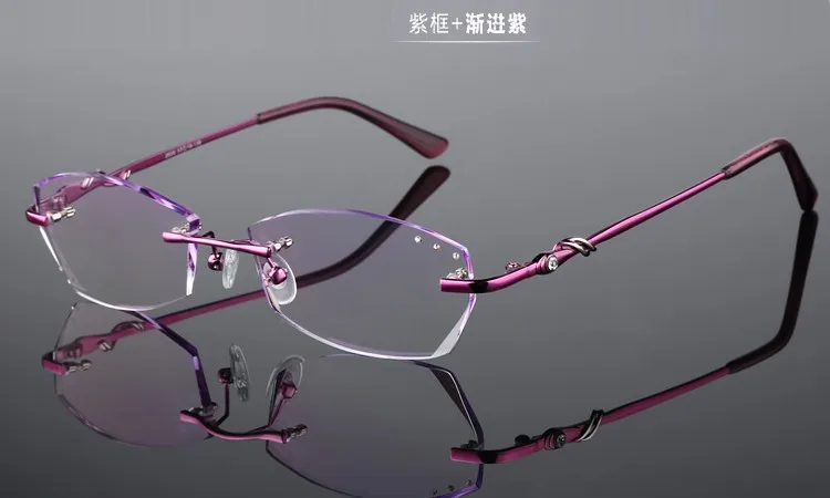 Без оправы изготовление под заказ очки с диоптриями моды оптического стекла близорукость дальнозоркость Для женщин моды алмазов очки 21