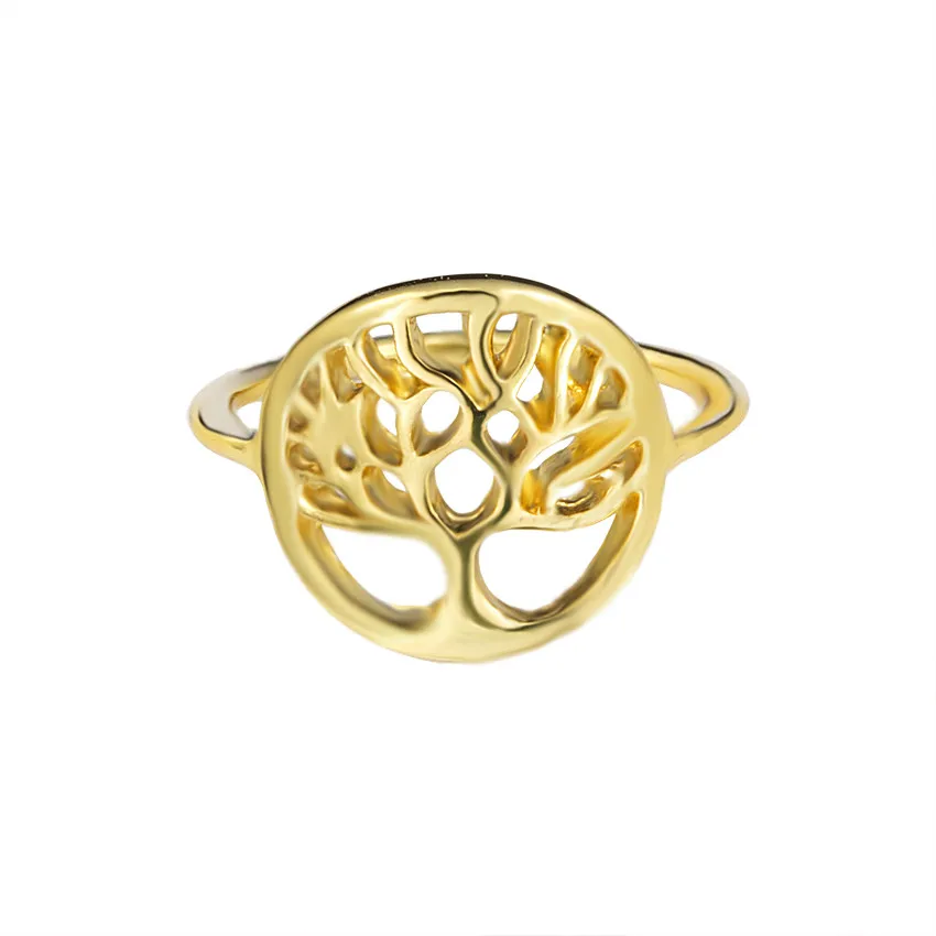 

Unique Design Tree of Life Ring Round Hollow Tree Pattern Ring Silver Rose Gold Color Tree Ring Jewelry Gifts Anillos Mujer
