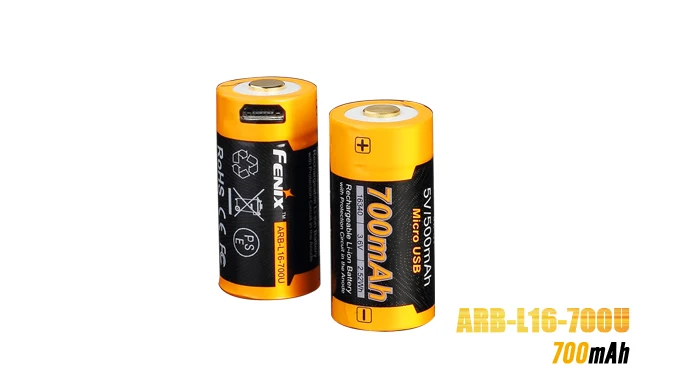 

1 pcs Fenix ARB-L16-700U USB Rechargeable 700mAh Rechargeable Li-ion 16340 RCR123A Battery