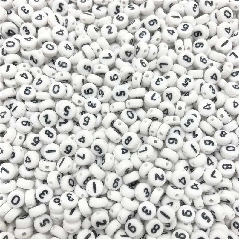 beadwork 100pcs Mixed Number 1-9 Acrylic Letter Beads Charms Bracelet Necklace For Jewelry Making Bead Accessories flat beads Beads