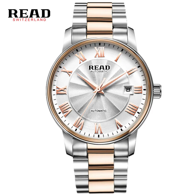 2017 READ Brand Men Automatic Watches Self-Wind Mechanical Watch Silver Watch Relogio Masculino Luxury Complete Calendar Watches