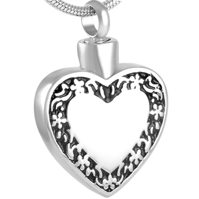 IJD8716 Engravable Blank Heart Cremation urn Jewelry Necklace Hold