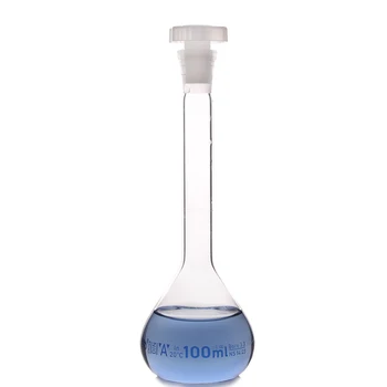 

100ml Transparent Lab Borosilicate Glass Volumetric Flask with plastic Stopper Office Lab Chemistry Clear Glassware Supply