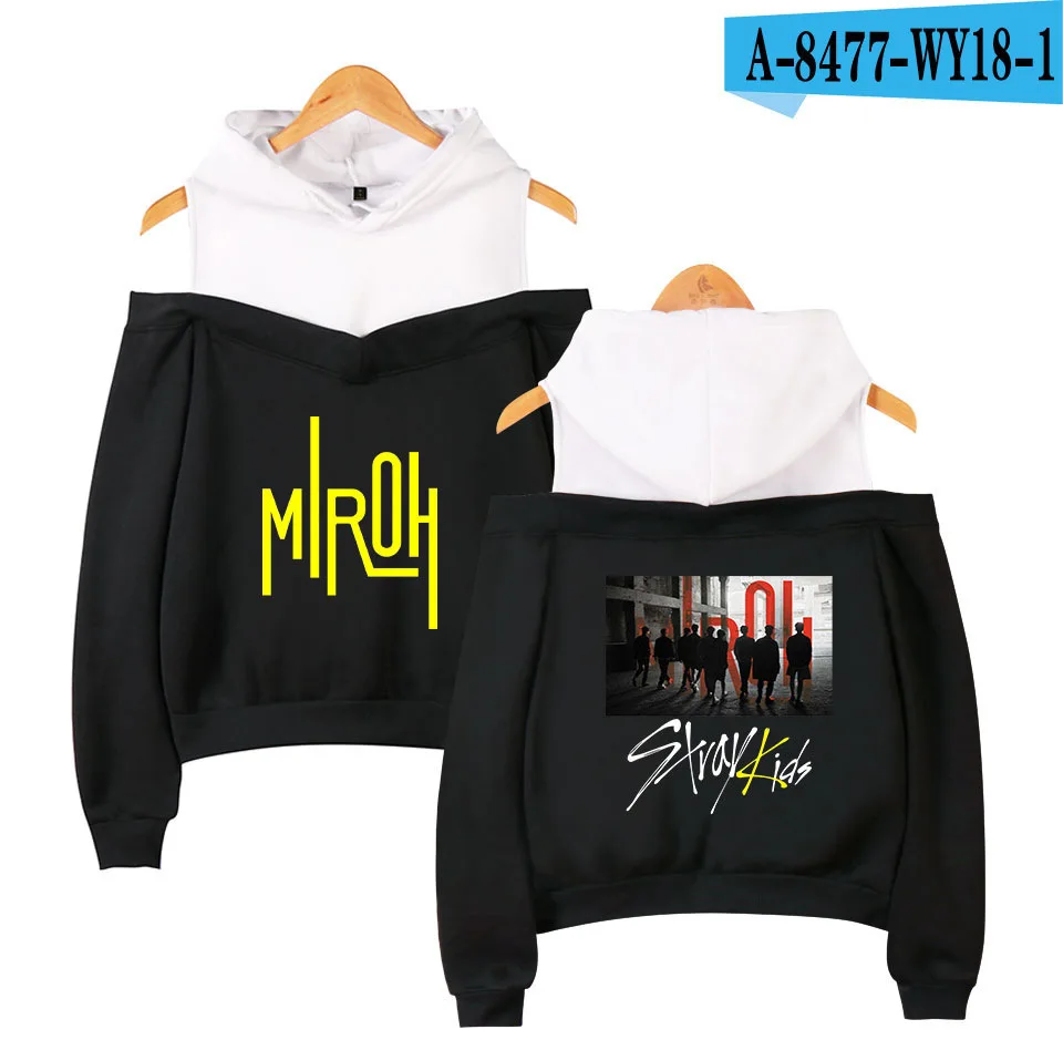 Kpop Straykids дети MIROH альбом женские толстовки с длинным рукавом с открытыми плечами толстовки с капюшоном спортивный костюм Harajuku - Цвет: 013