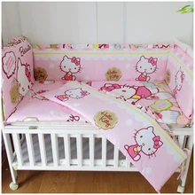 Promotion! 6pcs 2015 cute Baby Bedding Sets Crib Cot Bassinette Crib Bumper (bumpers+sheet+pillow cover)