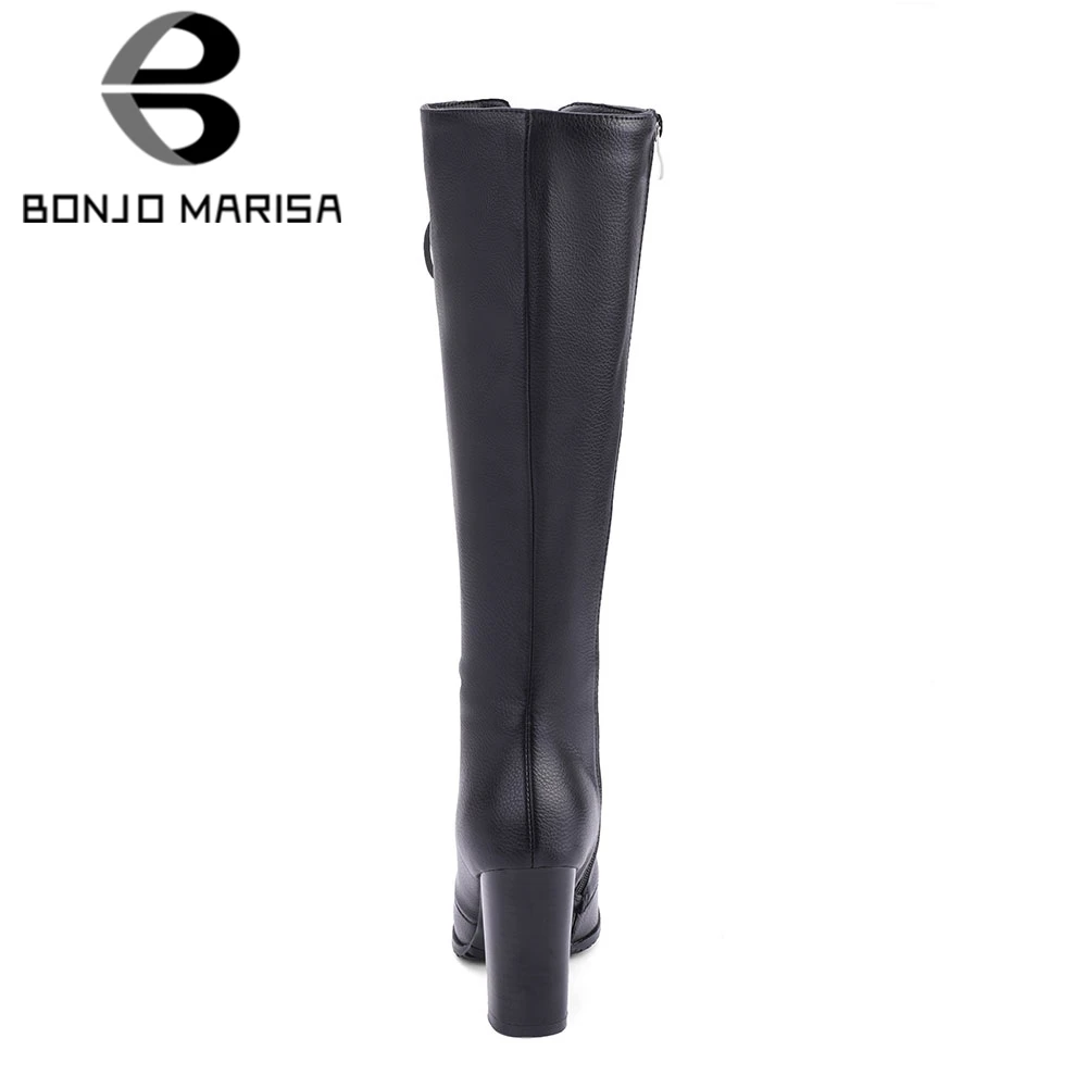 Najtaniej BONJOMARISA Big Size 34 43 fajne buty do kolan damskie buty na wysokim obcasie buty kobieta Party obuwie damskie zasznurować zamek buty na platformie