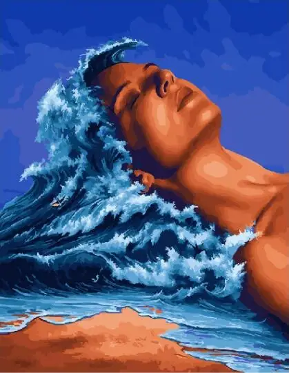 Peace on the waves abtract figure painting paint by numbers Hand-painted canvas oil paintings for living room home decor