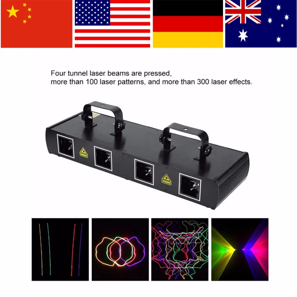 

4Lens 30W Laser Stage Light 7CH DMX512 DJ Disco Light Sound Actived Disco Party Effect Lights EU Plug 220~240V luces discoteca