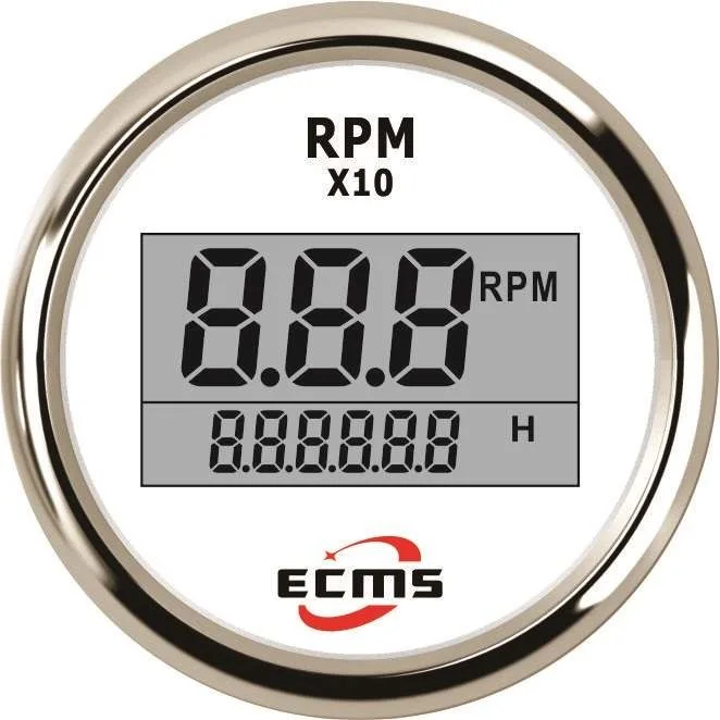 Marine Boat Car Truck Digital Tachometer RPM Tacho Gauge Hourmeter 9-32V 0-9990 RPM 52mm 2 Inch 316L Bezel marine boat digital gps speedometer tachometer 6in1 multifunction gauge 18 32v 10bar 85mm 7 colors 316l bezel