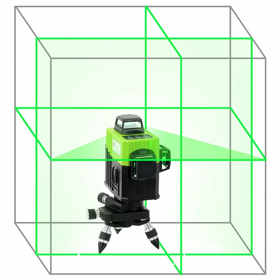 Günstige KaiTian 12 Linien 3D Laser Level Stativ Selbst Nivellierung Kreuz Horizontale 360 Vertikale Grüne Laser Empfänger Strahl Linie Livella ebenen