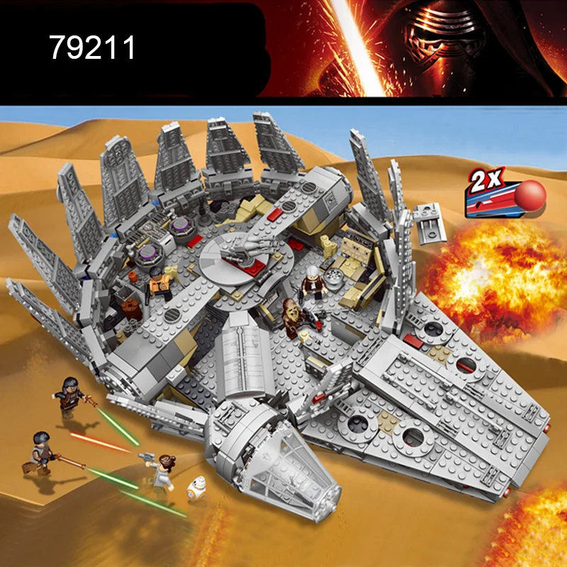 

79211 1381pcs Building Blocks Star War Force Awakens Millennium Falcon Model Kits Rey compatiable with major brand