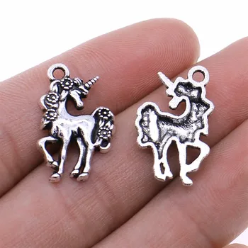 

WYSIWYG 15pcs Charms Horse Unicorn 23x15mm Antique Silver Color Plated Pendants Making DIY Handmade Finding Jewelry