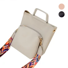 2 Pcs Ensemble Simple Mode Coréenne Femmes Sacs À Main En Cuir Solide Couleur Dames Épaule Sac Filles Grande Capacité Messenger Sacs Populaire