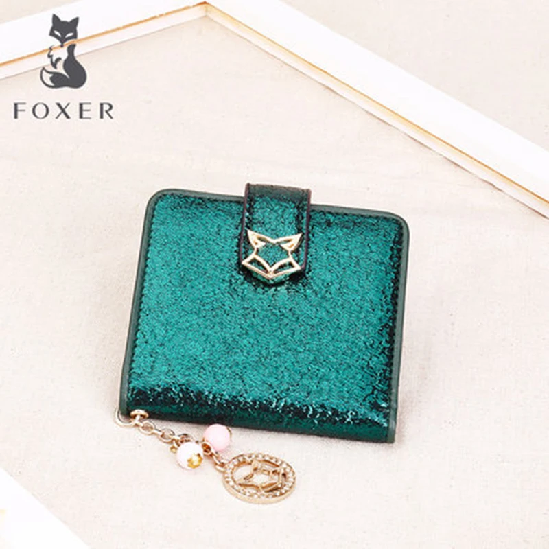

FOXER Women Split Leather Wallets Short Style Wallet Luxury Female Purse Girl Card Holder & Wallets Valentine's Day gift