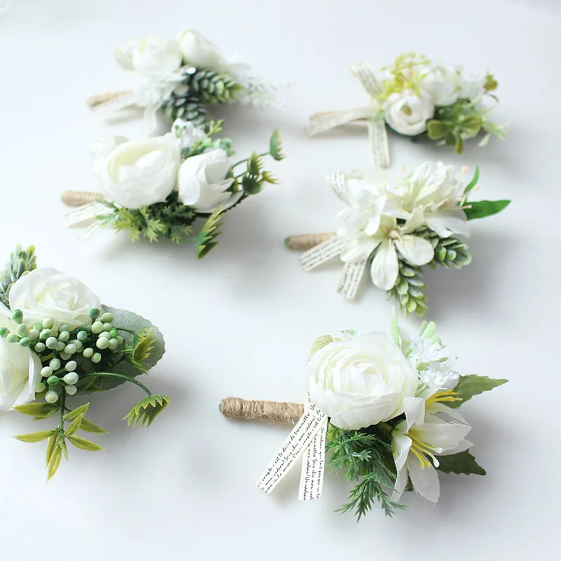 bridesmaid bracelet flower rose wrist corsage wedding silk (2)