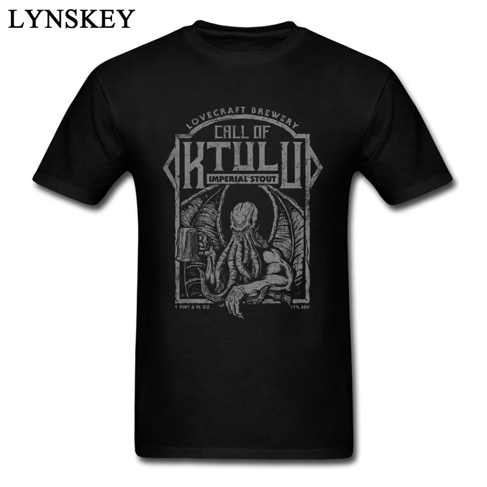 Fitted Simple Style Short Sleeve T Shirts Summer/Fall Crew Neck Cotton Fabric Tops T Shirt for Men Printed On Tee Shirts Call Of Ktulu black