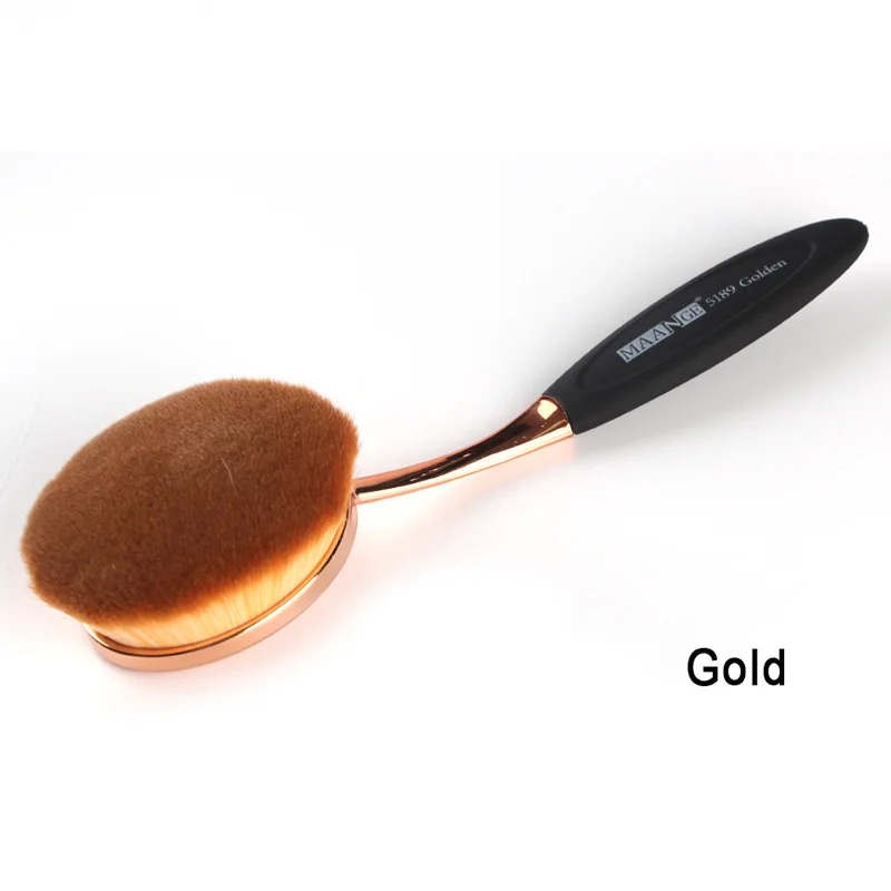 1 шт Розовое золото овальные макияжные кисти синтетические волосы профессиональная основа Макияж Румяна кисти для жидких продуктов - Handle Color: Gold